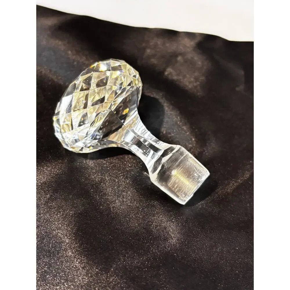 Vintage Cut Glass Decanter Stopper Starburst Faceted Round Replacement 3